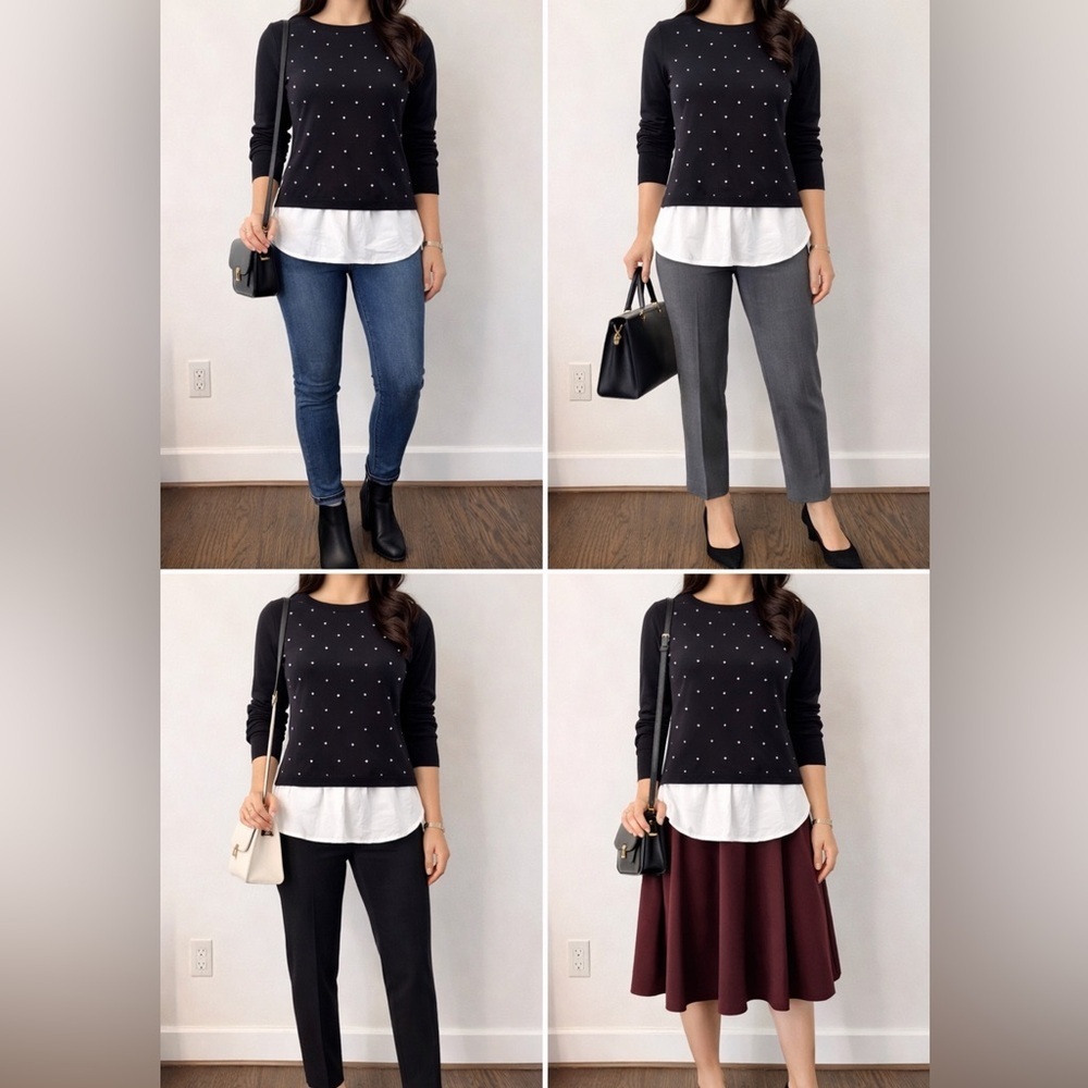 White House Black Market Black Embellished Top